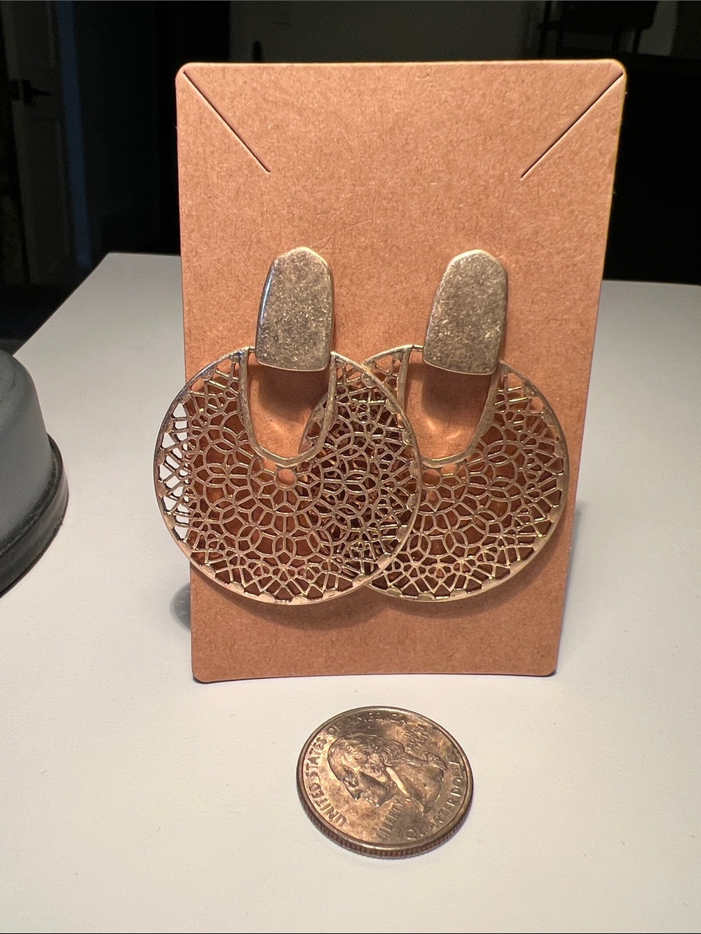 Gold Filigree Hoop Drop Earrings - Women Jewelry